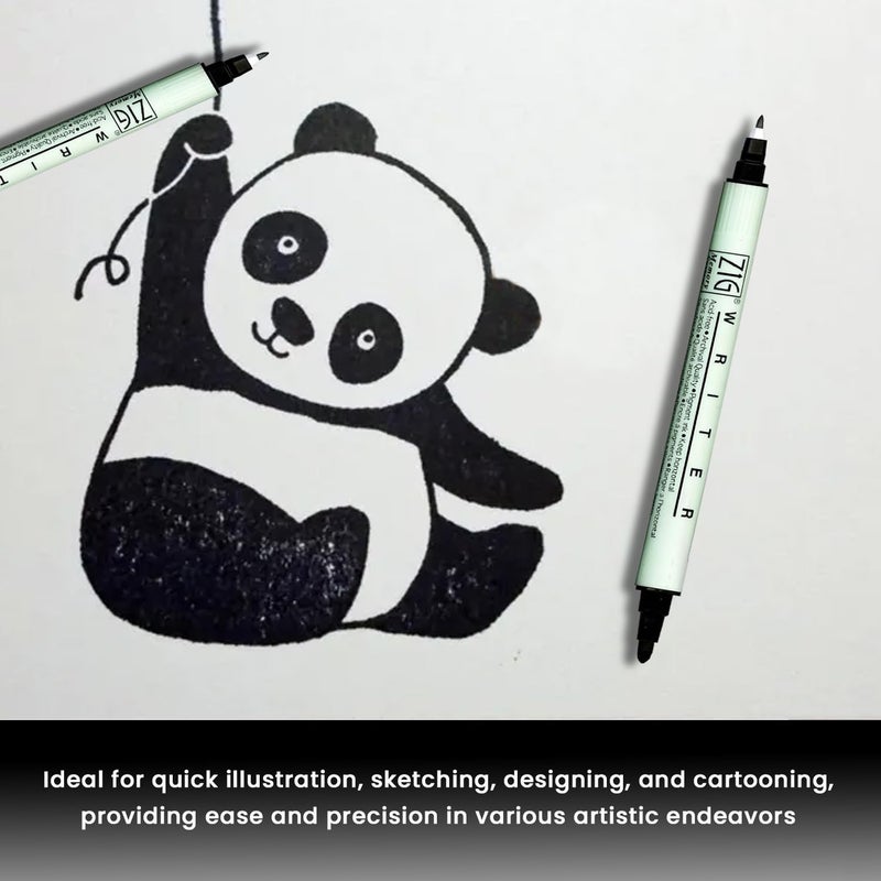 ZIG Memory System Writer Marker 010 Pure Black | Dual-Tip (0.5mm & 1.2mm) for Scrapbooking, Journaling, and Cardmaking | Acid-Free and Fade-Proof Ink - Image 4